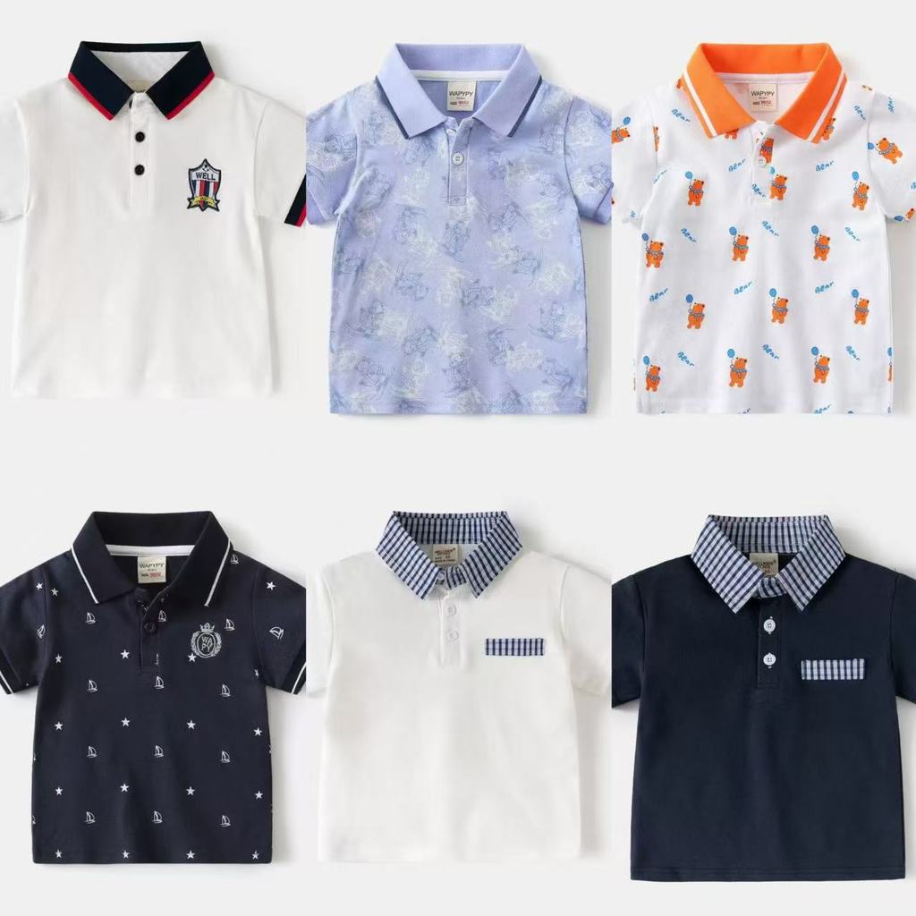 Soffny เสื้อโปโลสำหรับเด็กผู้ชาย ผลิตจากผ้าฝ้าย สวมใส่ง่ายในฤดูร้อน แขนสั้น