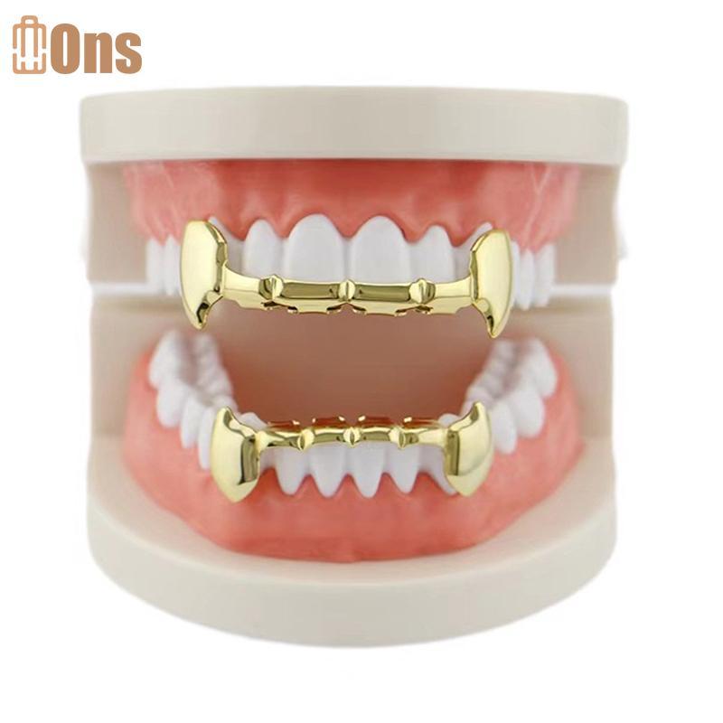 Ons 1/2PCS Gold-Plated Tiger ฟัน Hip-Hop สําหรับผู้ชายและผู้หญิงเหมาะสําหรับ Vampire Fangs ฮาโลวีนอุ