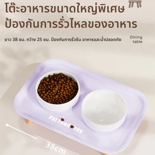 ถาดอาหารแมว ชามอาหารแมวเซรามิก ทำความสะอาดง่าย ปกป้องกระดูกสันหลังคอ อุปกรณ์สำหรับสัตว์เลี้ยง