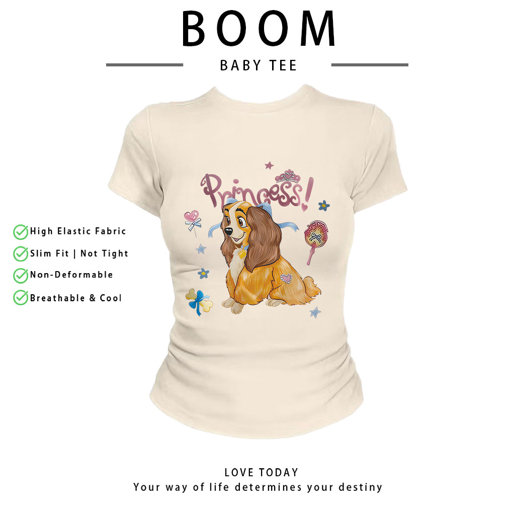 COD（จัดส่งภายใน 24 ชั่วโมง）เสื้อสาวอวบ เสื้อครอปท็อป แขนสั้น babytee สไตล์เกาหลี y2k T-shirt | สไตล์หวาน 001