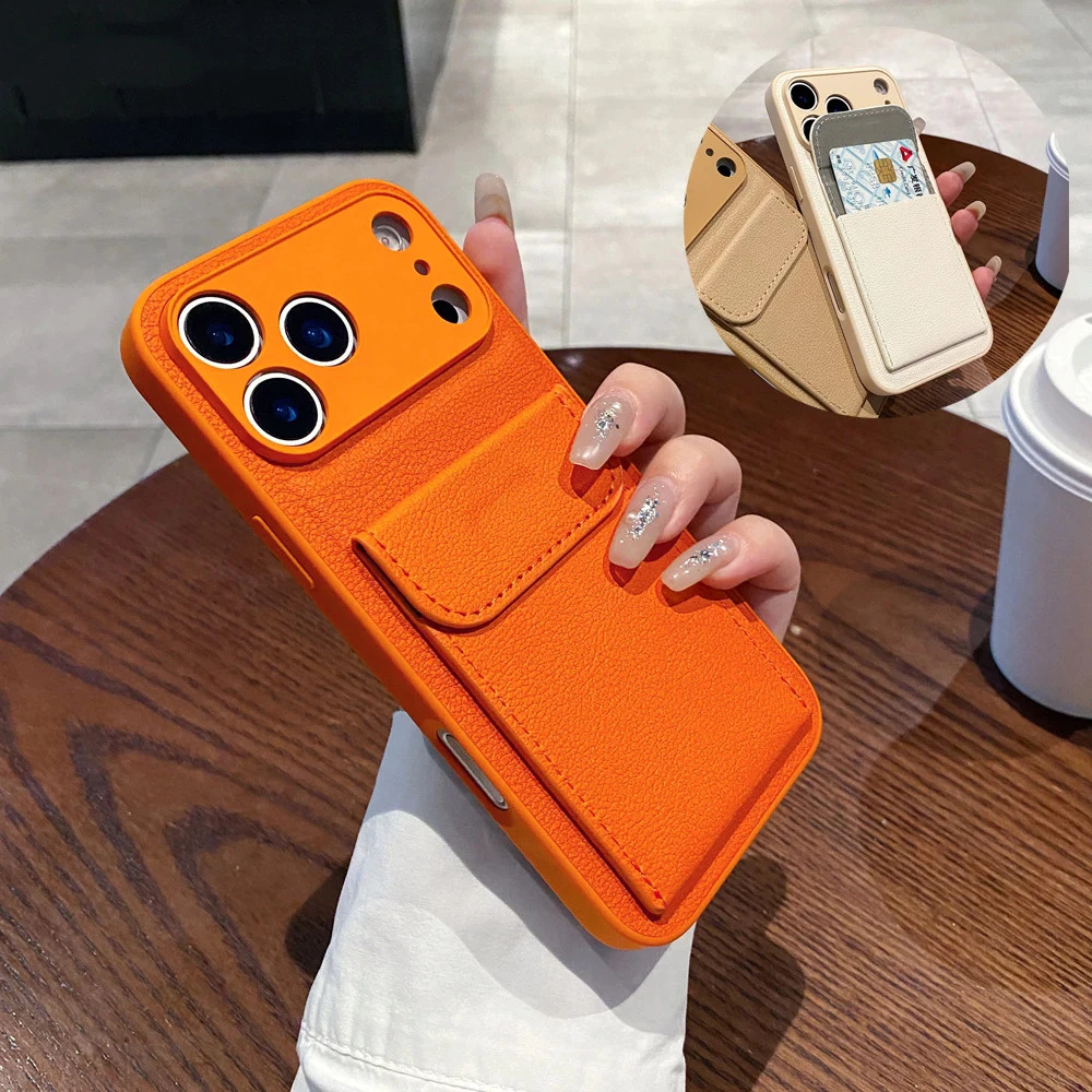 Candy สี Pebbled หนังสําหรับ iPhone 17 Pro Max 16 15 14 13 Pro Max XS MAX XR X 7 8 Plus 11 12 Pro Max 17 Air 14 15 16 Plus กันกระแทกผู้ถือบัตรปกหลัง