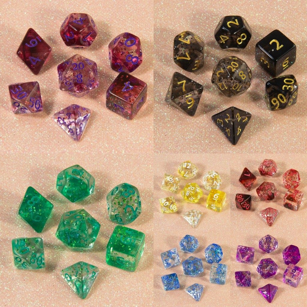 7 ชิ้น DND ลูกเต๋าชุด Polyhedral ลูกเต๋า D4-D20 สําหรับ DND TRPG เกมการสอนคณิตศาสตร์ เนบิวลาและ Glit