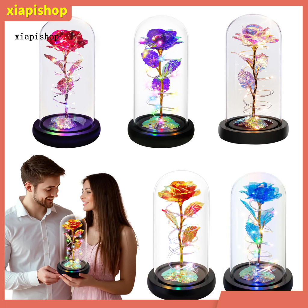 XPS LED Rose ตกแต่งแม่ Christmas Surprise Eternal Rose Dome พร้อมไฟ LED – ดอกไม้ประดิษฐ์สําหรับแม่ภร