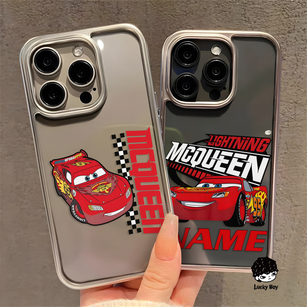 สําหรับiphone 18 Pro Max 17 รถ F1 Lightning McQueen 16 15 14 13 12 11 Pro Max 8 7 Plus X XR Xs Maxนุ่มหรูหราElectroplatedกรอบโปร่งใสเคสโทรศัพท์
