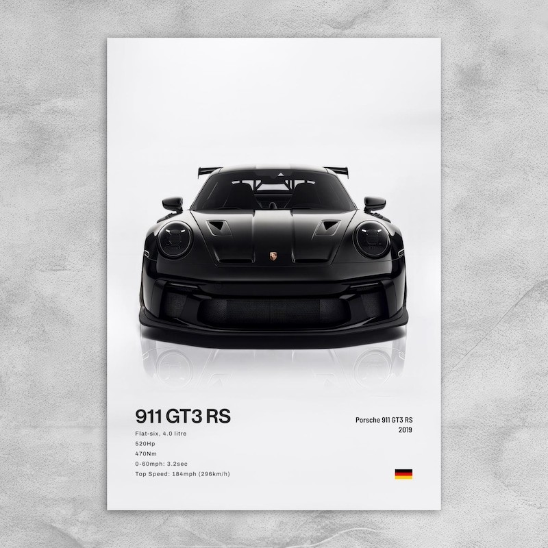 911 GT3 RS Wall Art โปสเตอร์สําหรับห้องนั่งเล่นที่ทันสมัยของขวัญตกแต่งบ้าน