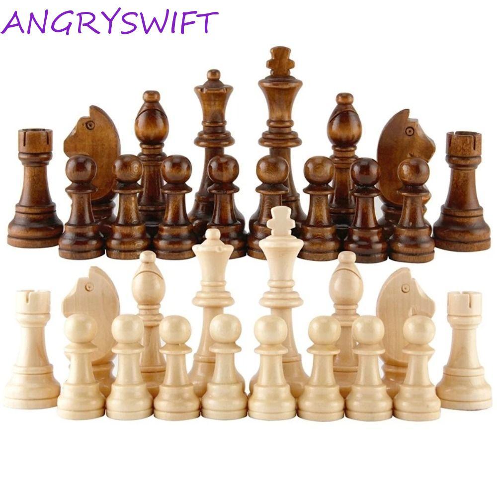 หมากรุกไม้ ANGRYSWIFT 32 ชิ้น ชุดหมากรุกคําไม้ 2.2 พร้อมแผ่นป้องกันการศึกษา เกมหมากรุกมาตรฐานสากล