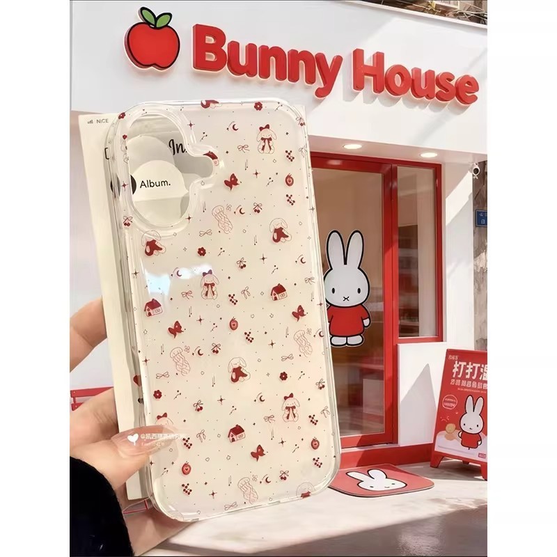 ชามแดง | เคสโทรศัพท์กระต่าย | เคสไอโฟนผู้หญิง 17 16 15 14 13 12 11 Pro Max XSMAX XR XS 7Plus/8Plus, iPhone 7/8 – โปรปัง