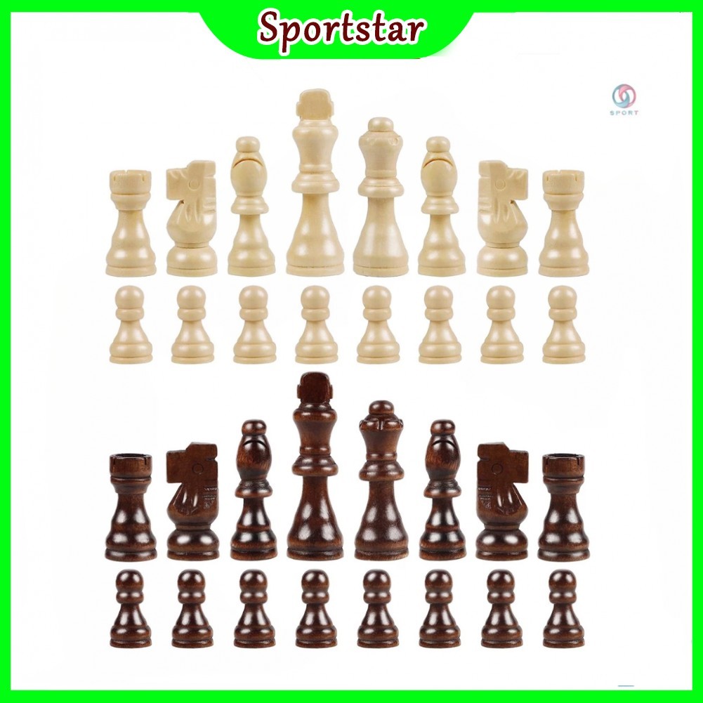 Wooden Chess Pieces Set 32pcs International Chess Game Replacement