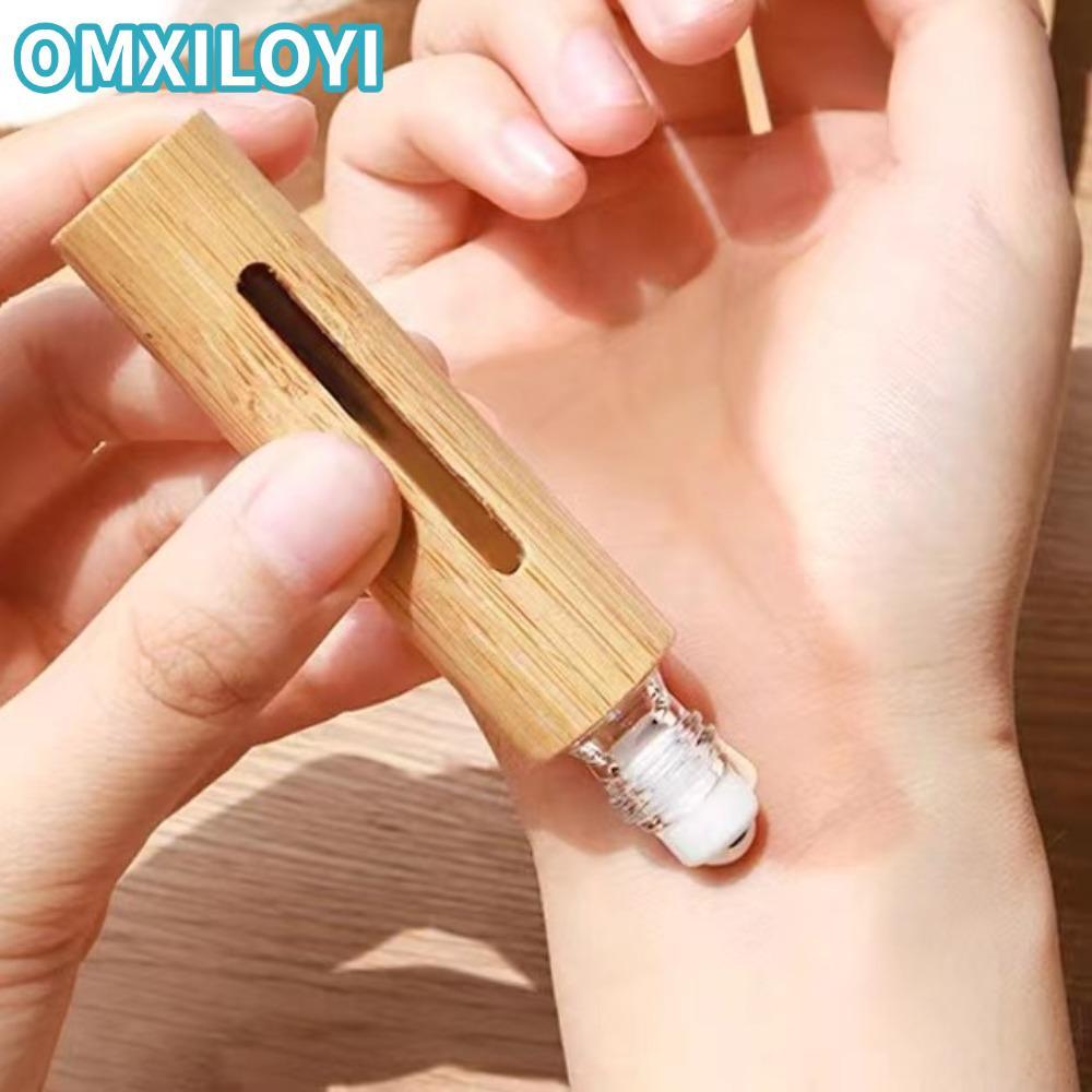 OMXILOYI ขวดลูกกลิ้ง, 3 ml/5 ml/10 ml/15 ml พร้อมลูกกลิ้งสแตนเลสม้วนไม้ไผ่บนขวด, แบบพกพา Mini Travel