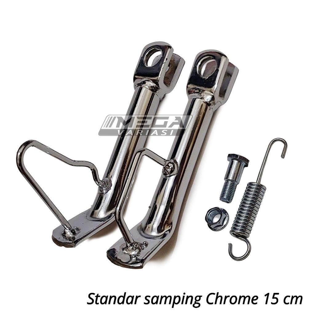 CHROME SIDE STAND 21CM (RING 14) SUPER LOW OCOK MATERIAL สําหรับ COSTUME MOTORCYCLES VARIO AEROX NMAX PCX MIO BEAT SCOOPY FINO GENIO STYLO FILANO ETC [SR]
