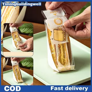 Twth 100 ชิ้นแซนวิช Wrappers พิเศษทิ้งง่ายฉีกขาดสามเหลี่ยมโปร่งใสเค้กเบเกอรี่ขนมปัง Paaging กระเป๋า QDD