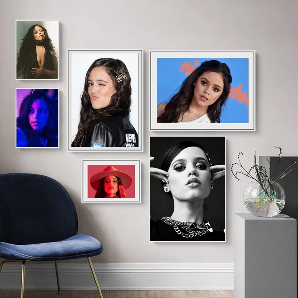 Jenna Ortega ภาพยนตร์ Star โปสเตอร์ผ้าใบ Wall Art พิมพ์ผ้าไหมสําหรับ Cafe หอพักห้องสาวตกแต่งห้องนอน 