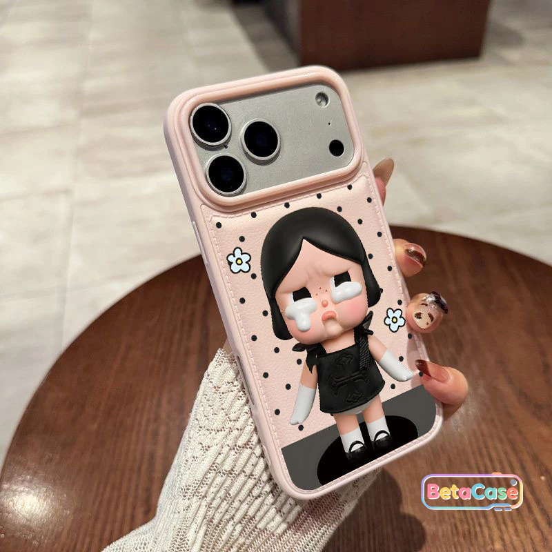 เคสไอโฟน ลายใหม่ น่ารักปนเท่ ครายเบบี้สีดำ ดอกไม้ลายจุด สำหรับ iPhone 17 16 15 14 13 12 11 17 Pro Max Plus