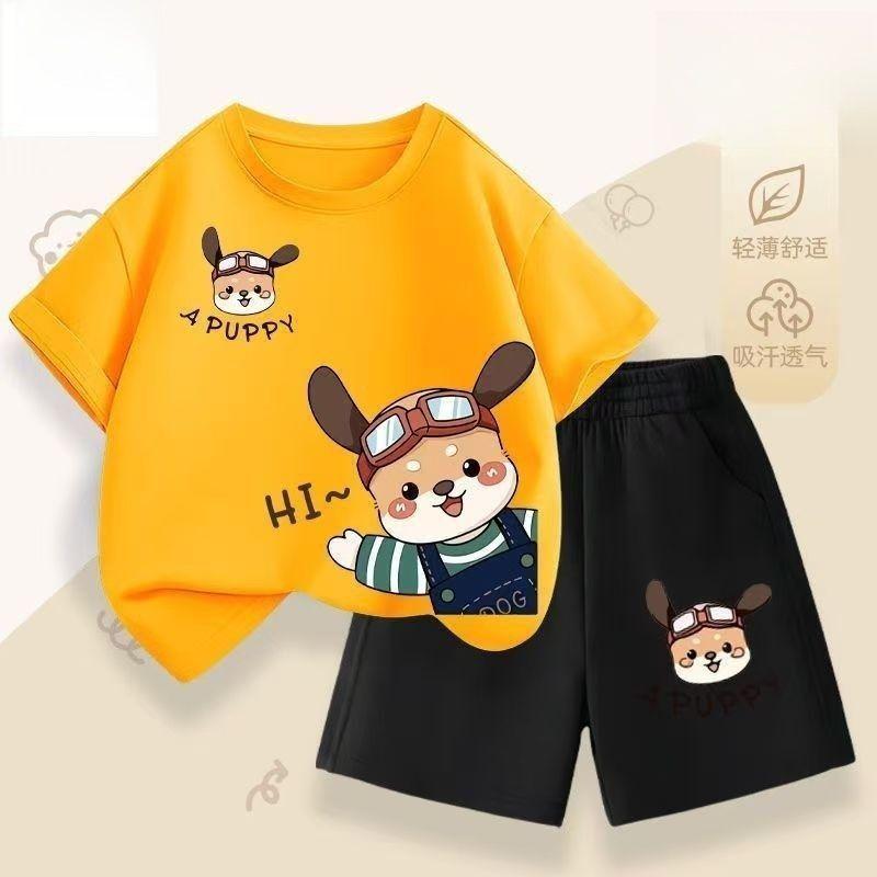 Kiddo Box ชุดกีฬาฤดูร้อนสองชิ้นใหม่สำหรับเด็กชาย มีสไตล์และน่ารัก ชุดฤดูร้อนที่ขายดีสำหรับเด็กชายและเด็ก