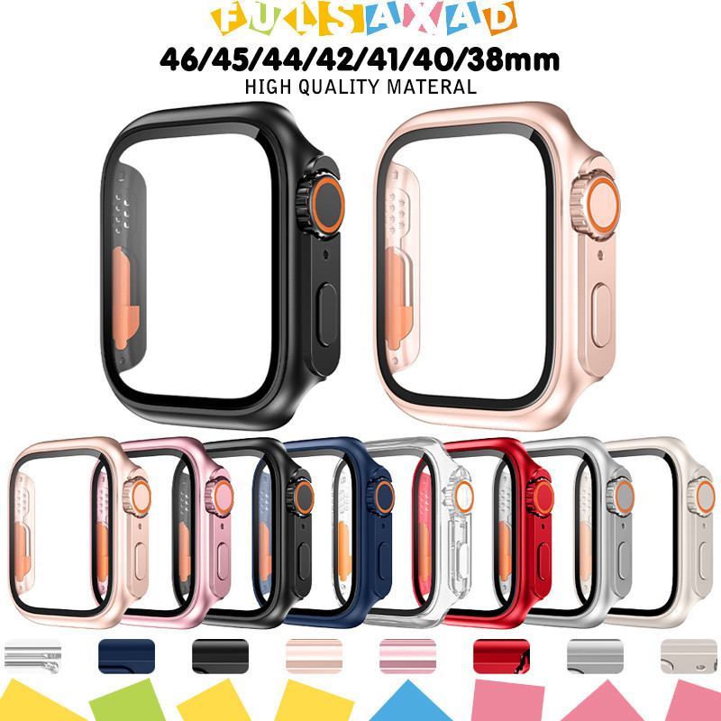 แข็ง กระจกนิรภัย PC กรณีปกป้องหน้าจอ for Apple Watch SE 3 2 IWatch Series 11 10 9 8 7 6 5 4 46 45 41 42 38 44 40มม.