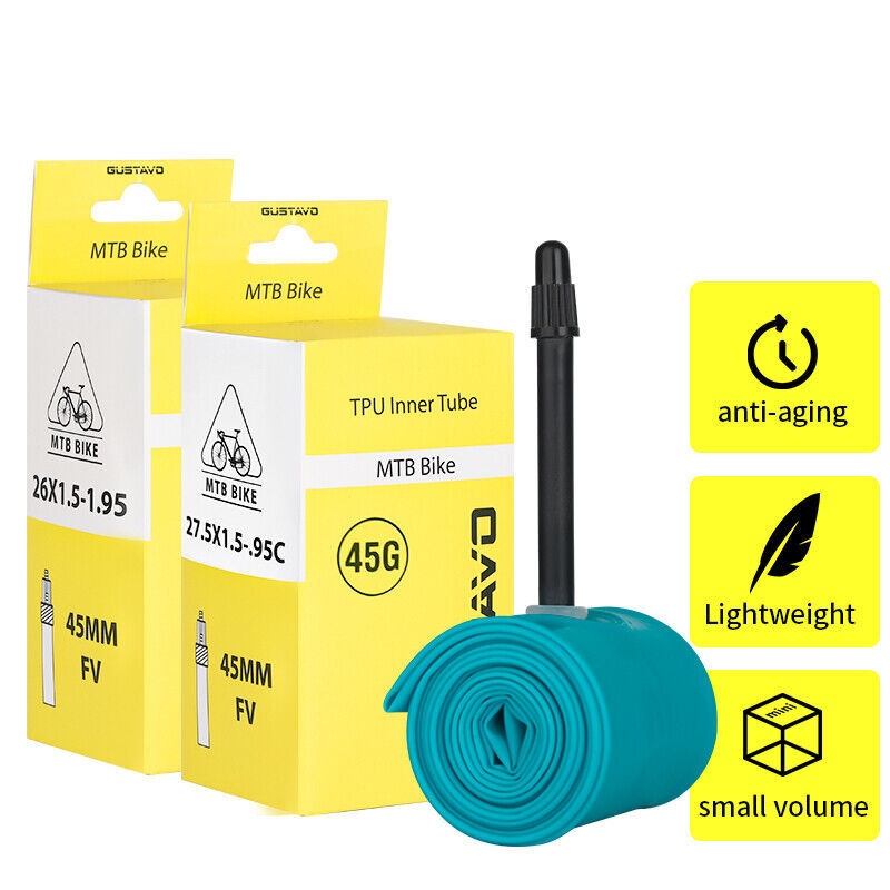 GUSTAVO TPU Tube MTB สำหรับวงเล็บ 26/27.5 นิ้ว กว้าง 1.5 - 1.95 นิ้ว วาล์ว Presta ขนาด 45 มม.