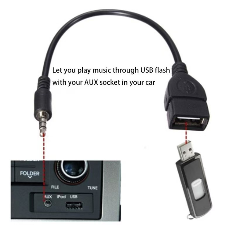 3.5mm Male to USB A Female Converter Male Audio AUX to USB /Bluetooth Converter Adapter Cable