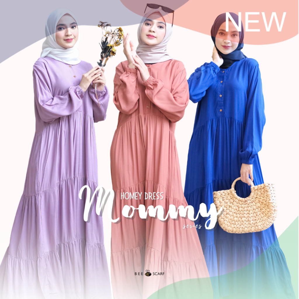 Homey Dress Mommy Series ผู้ใหญ่ Gamis By Beescarf - พรีเมี่ยมเรยอนวัสดุเหนียวหรูหราผู้ใหญ่ Gamis Co