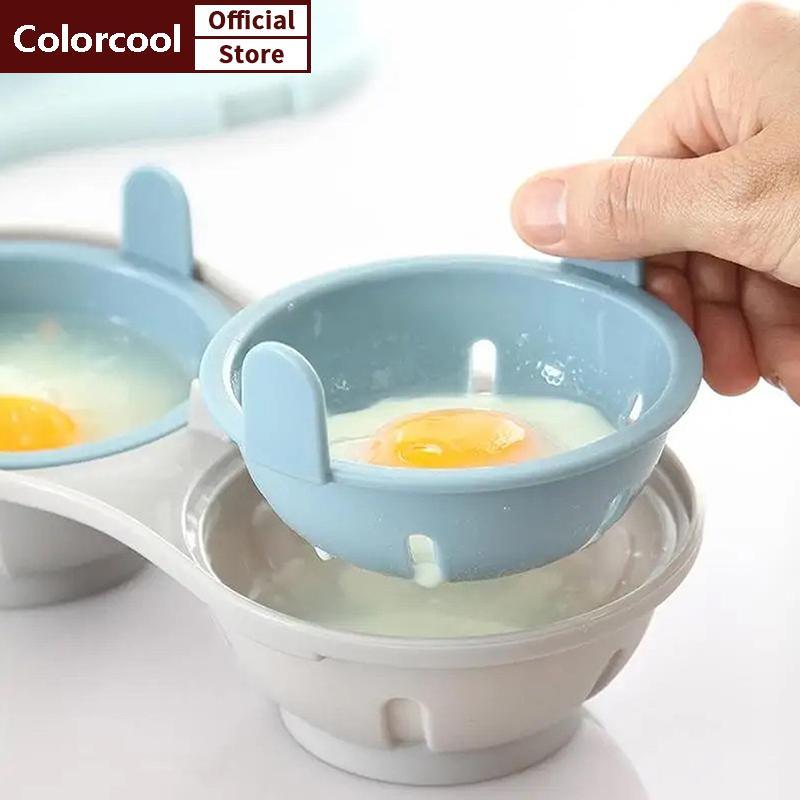TH ไมโครเวฟ Double Egg Poacher Maker Poached ไข่หม้อหุงข้าว Steamer เครื่องล้างจานทนความร้อนไมโครเวฟไข่ Poacher อุปกรณ์ครัว HH