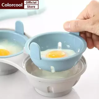 TH ไมโครเวฟ Double Egg Poacher Maker Poached ไข่หม้อหุงข้าว Steamer เครื่องล้างจานทนความร้อนไมโครเวฟไข่ Poacher อุปกรณ์ครัว HH