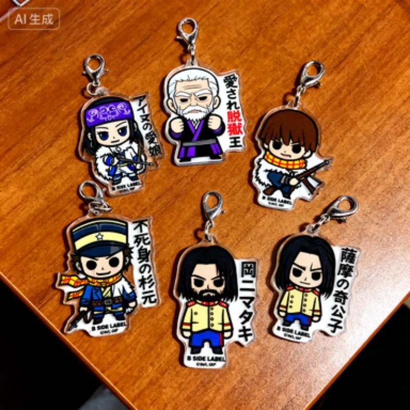พวงกุญแจอนิเมะ Golden Kamuy micha อะคริลิค Sugimoto Asirpa Shiraishi Ogata Hyakunosuke chibi รุ่นกระ
