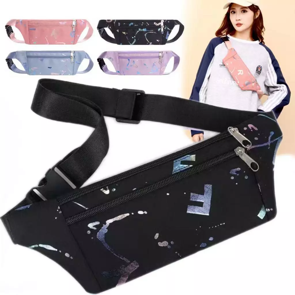 KVK-shop: กระเป๋าคาดเอวผ้าแคนวาส ปรับสายได้ 2 ช่องซิป ใส่โทรศัพท์ได้ทุกรุ่นค่ะ-man1260