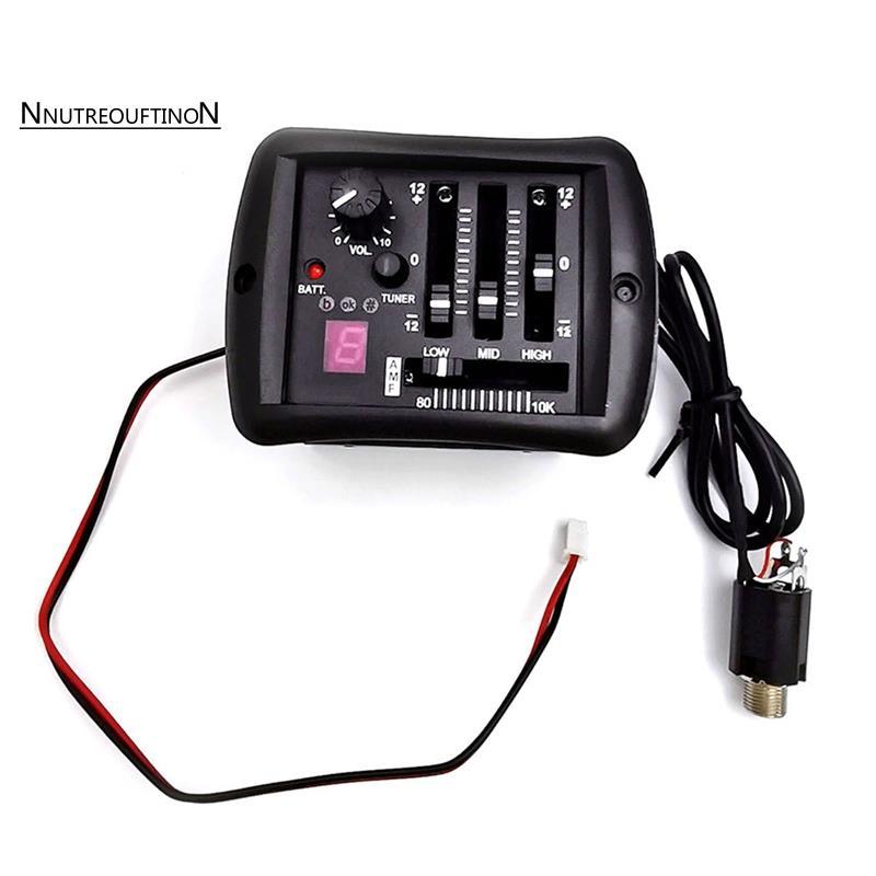 [ขายร้อน N] 4 Band กีตาร์อะคูสติก Preamp EQ Equalizer Piezo Pickup พร้อมจูนเนอร์รถกระบะสําหรับกีตาร์พื้นบ้านอุปกรณ์เสริมกีตาร์อะไหล่