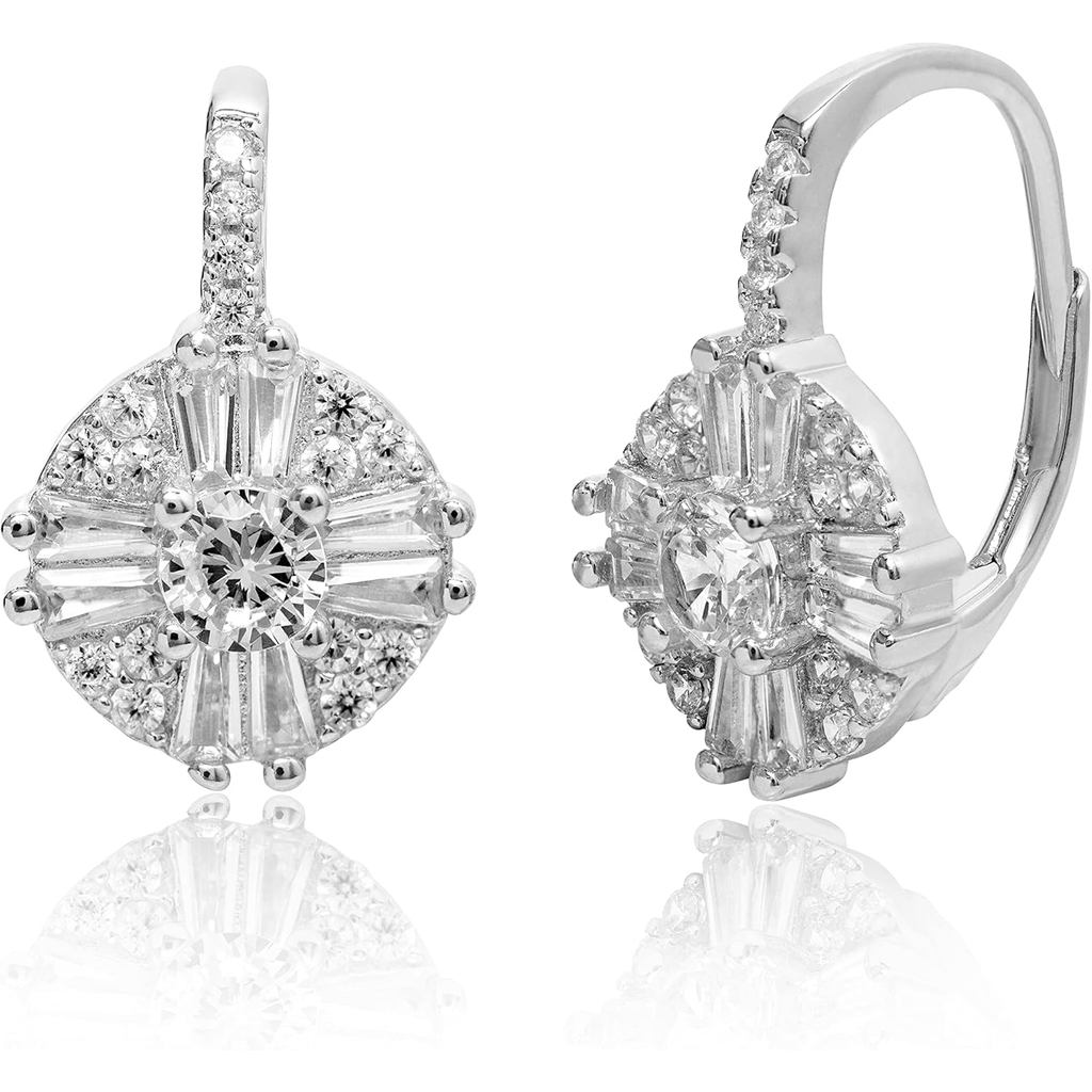 ต่างหูเงินแท้ 925 Brilliant Crystal Cluster Drop Dangle จาก MIA SARINE