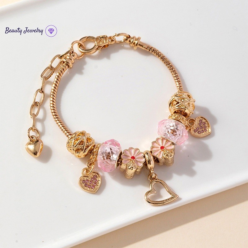 สร้อยข้อมือแพนدอร่าจากทอง 18K ตกแต่งเองด้วยลูกปัดสแตนเลสมากมาย เป็นของขวัญสำหรับคนพิเศษ ราคา ถูกที่สุด ดีลบีเคเค แกลเลอรีภาพที่ 6