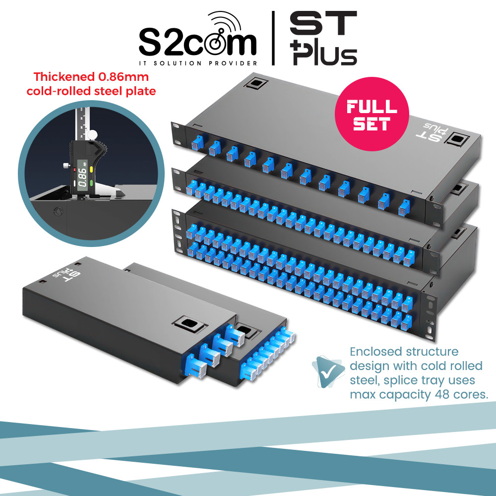 SC 4/8/12/24/48 พอร์ต Singlemode Simplex Duplex Rackmount Fiber Termination Box พร้อมครบชุด