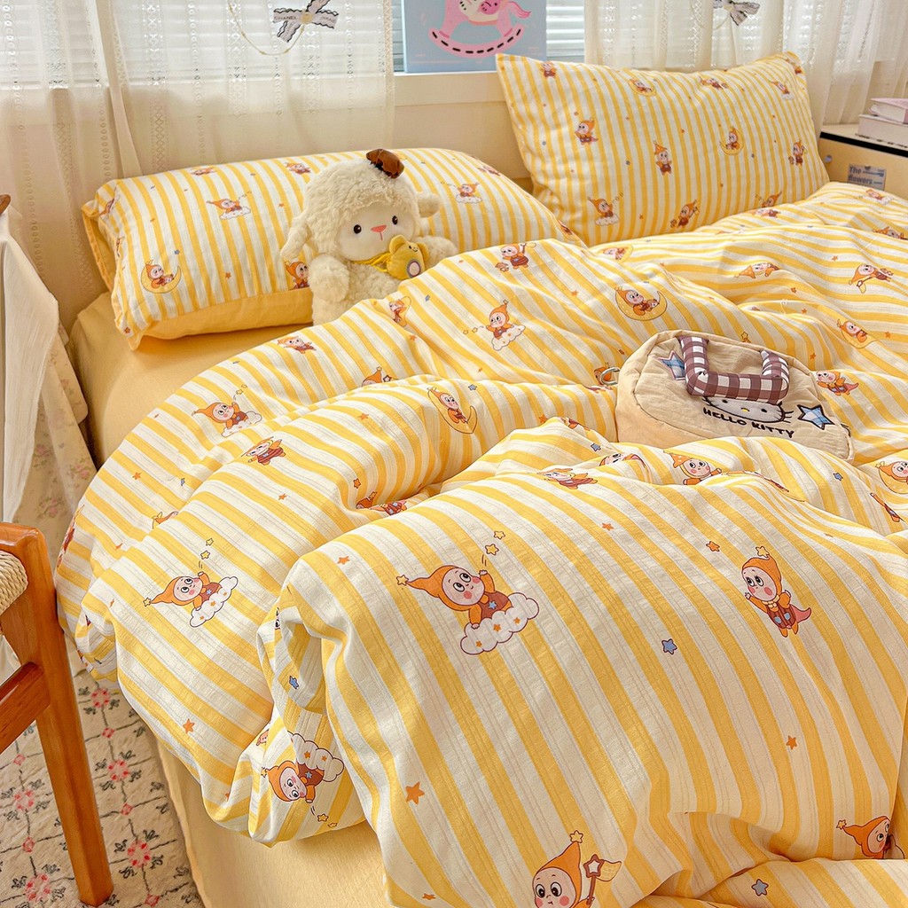 น่ารัก Star Boy 4 IN 1 นุ่มและสะดวกสบายชุดเครื่องนอนเดี่ยว/ราชินี/ขนาดคิงไซส์แบน/แผ่นติดตั้งผ้าห่มปก/ปลอกผ้านวม Cadar