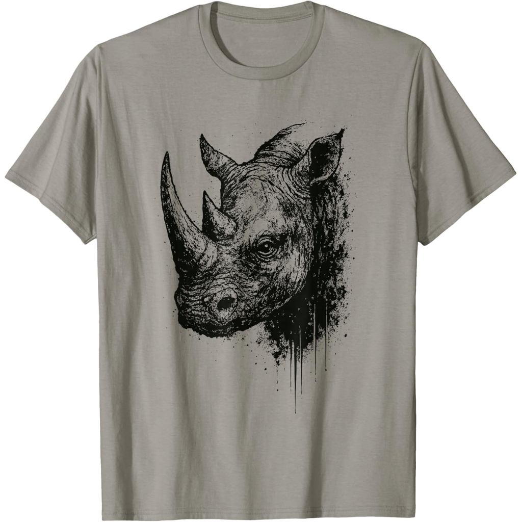Rhino Ink Art Grunge Safari Wildlife Portrait Rhinocerus T-Shirt