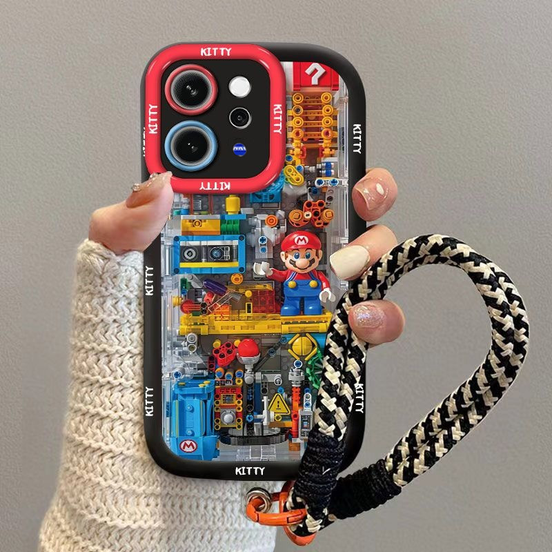 เคส vivo v70 เคส กรณี Building Block Mario เคสโทรศัพท์ที่แม่นยําเลนส์หลุม Puffy Full-Cover Soft Anti-Drop กรณี