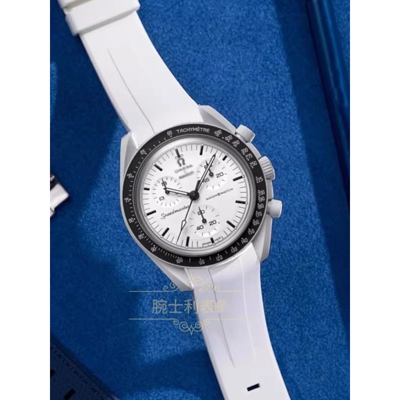 [Strap] เหมาะสําหรับ swatch omega Strap fkm Fluoride Rubber 965 swatch omega Snoopy Co-Branded Groun