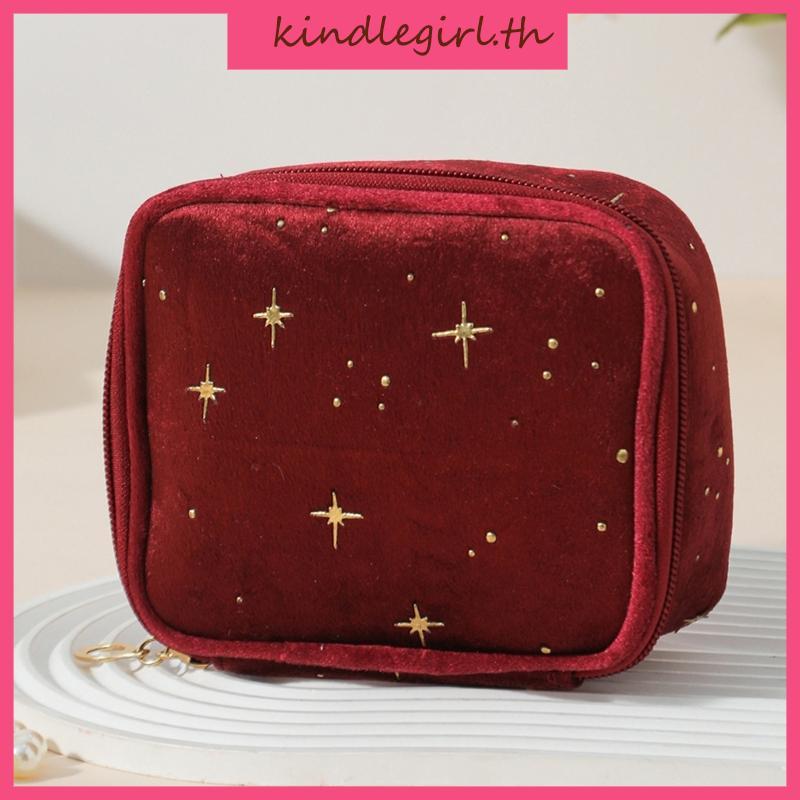 KING Aesthetic Makeup Bag กระเป๋าเครื่องสําอางสําหรับผู้หญิง Girl Velvet Makeup Bag Toiletry Bag