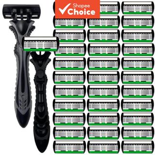 เครื่องโกนหนวดแบบแมนนวล 6 ชั้นสําหรับผู้ชาย - ใบมีดเปลี่ยนได…