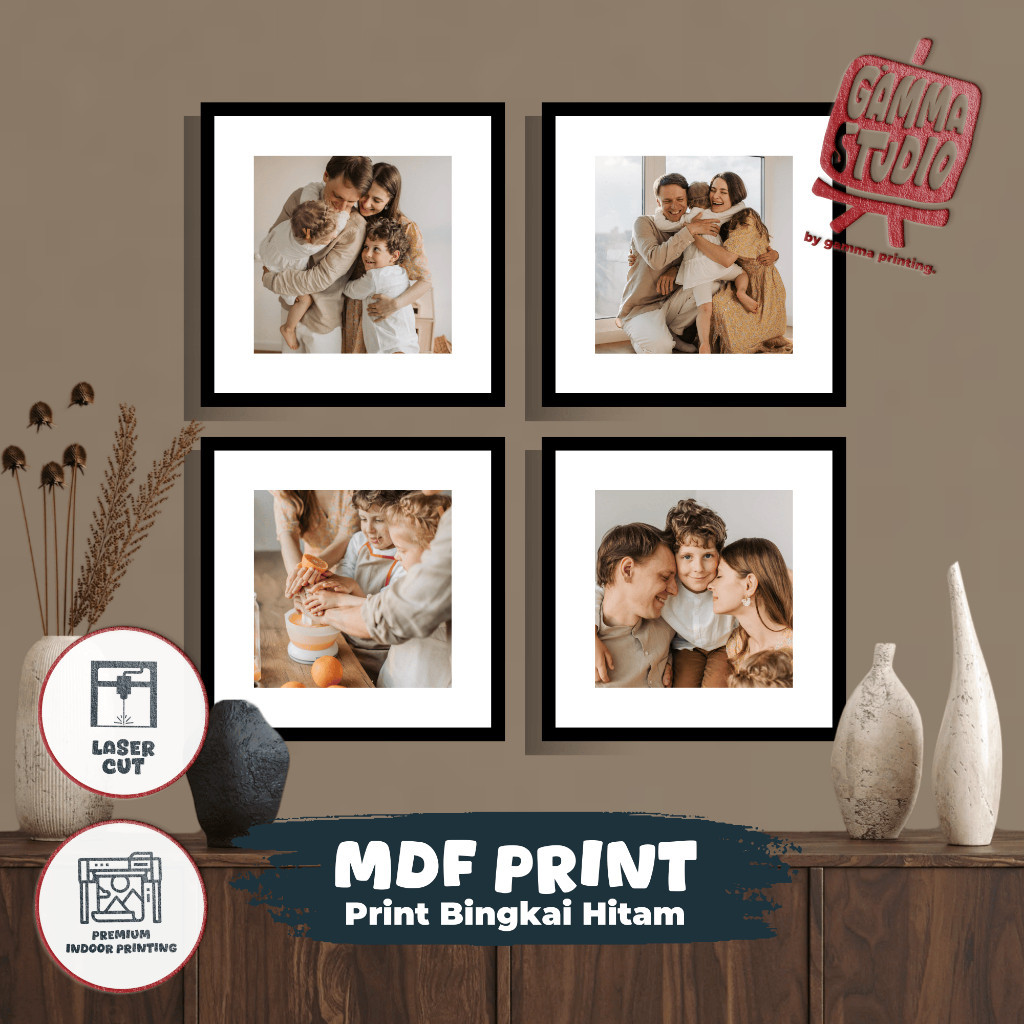 ภาพพิมพ์ 20x20 / 30x30 / 40x40 FRAME 2D MEDIA MDF BOARD GLOSSY PRINT 6 MM