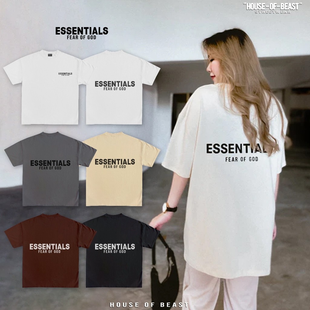 แฟชั่นESSENTIALS FEAR OF GOD FB BACK PRINT SIDE FG SHIRT MINIMALIST KOREAN STREETWEAR OVERSIZE TSHIR