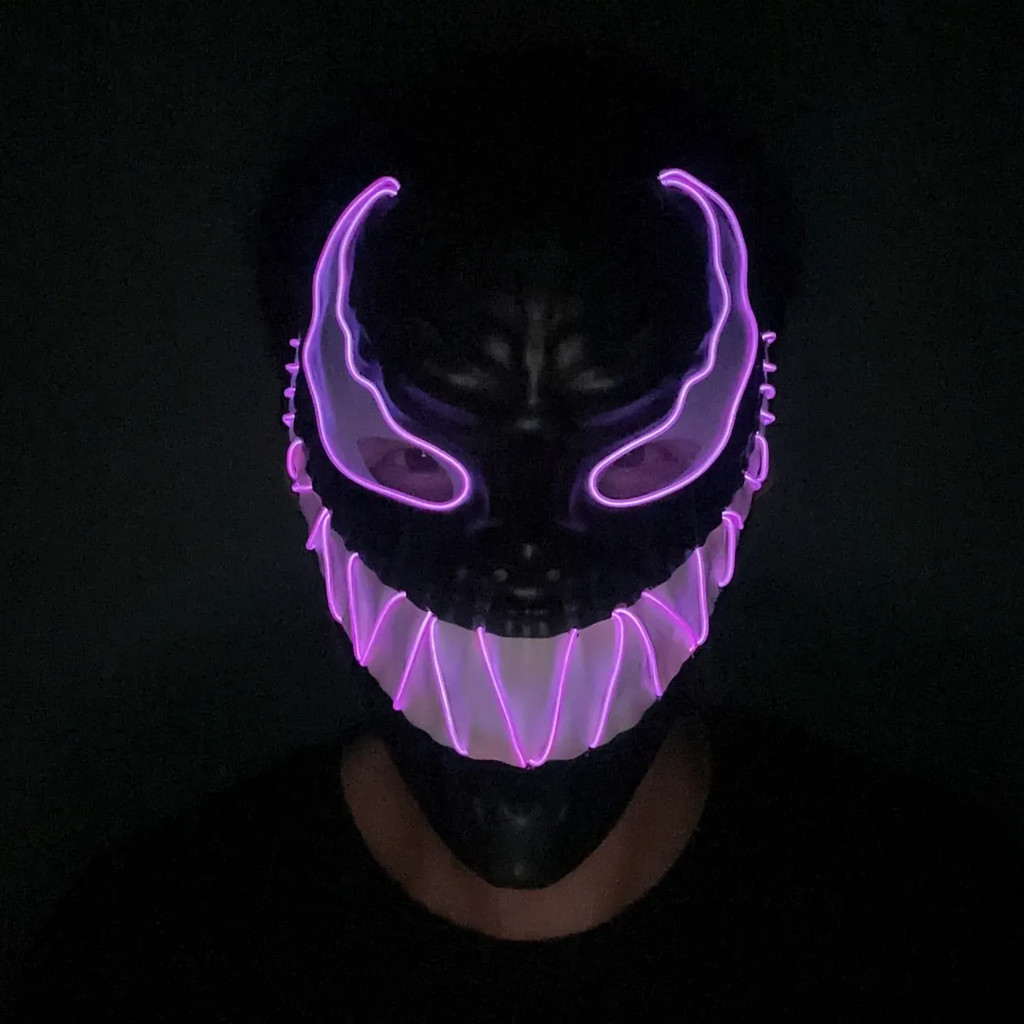 หน้ากาก LED เรืองแสงกระพริบ Full Face Luminous Movie Venom หน้ากากเรืองแสง LED หน้ากากแต่งตัวฮาโลวีน