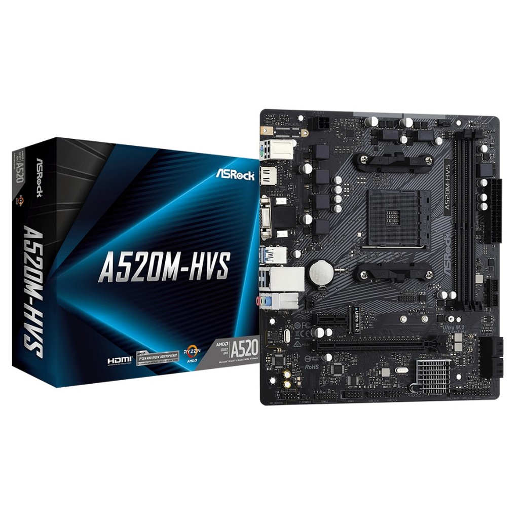 ASRock A520M-HVS AM4 เมนบอร์ด Micro ATX DDR4 M.2 HDMI VGA