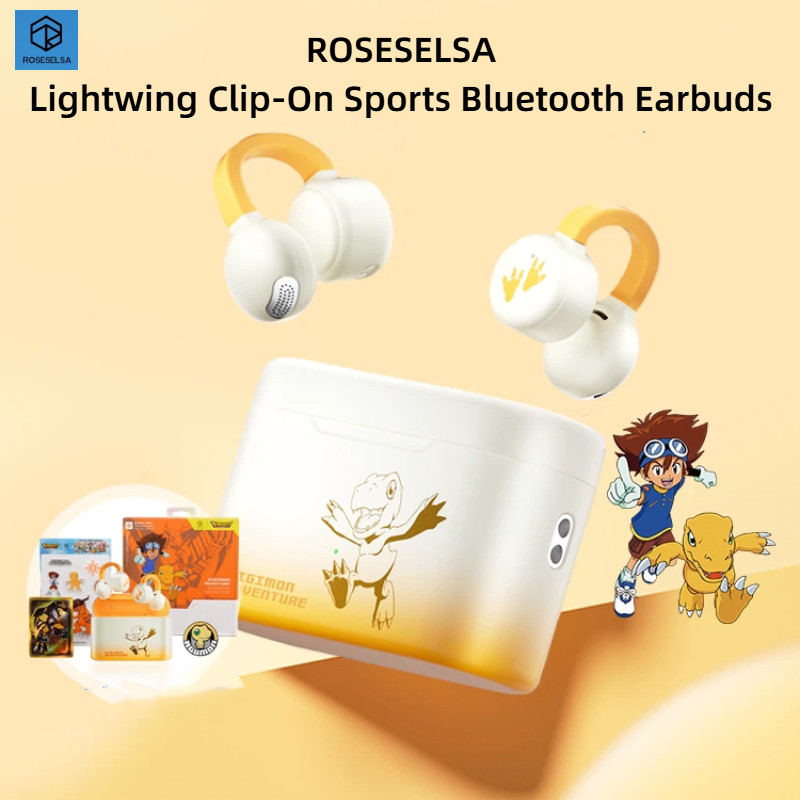 R ROSESELSA Digimon Weak Water Time Sanding Wing Ear Clip-On Sports Bluetooth Headset รูปแบบใหม่