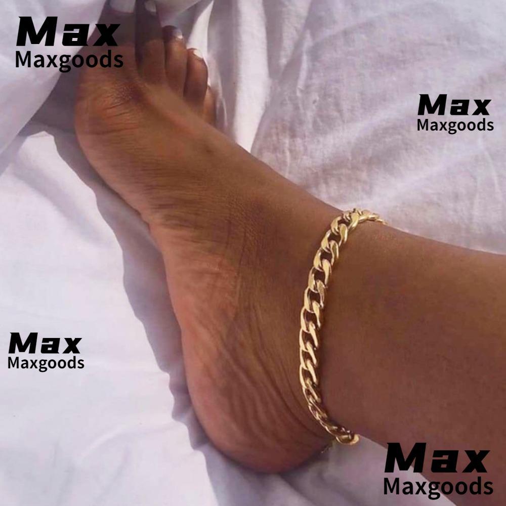 MAXG Cuban Link Anklet Bracelet, Gold/Silver Stainless Steel Anklet Bracelet, Minimalist Adjsutable 