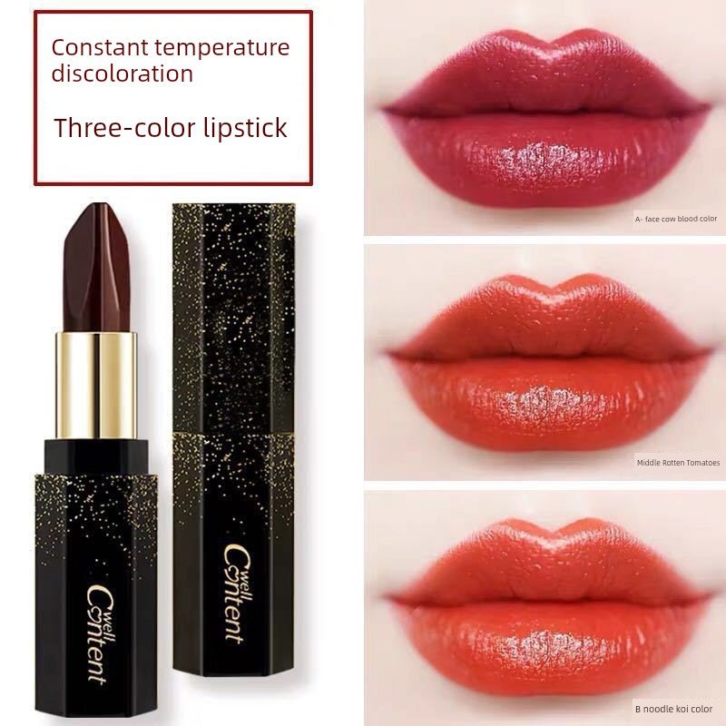 lipstick ลิป TikTok ลิปสติกสามสี Matte กันน้ํา Non-Fade Non-Stick Cup Long-Lasting Moisturizing Mois