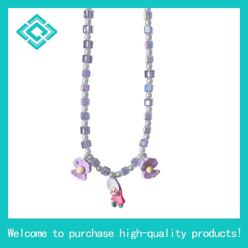 สร้อยคอมุกสีขาว Amethyst Oyster Baby Shell สไตล์เกาหลีและญี่ปุ่น ฤดูร้อน พร้อมลูกปัด Clavicle Chain 