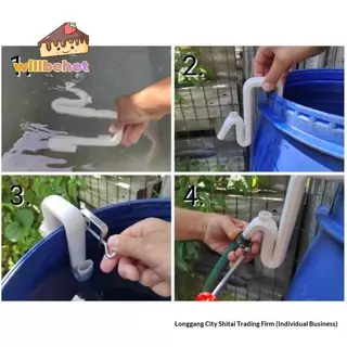 [Willbehot-t] Self Priming Siphon ท่อเจาะล้นท่อระบายน้ําอัตโนมัติและเติม Rainwater Transfer Overflow เครื่องมือสวนท่อตะขอ [ใหม่]
