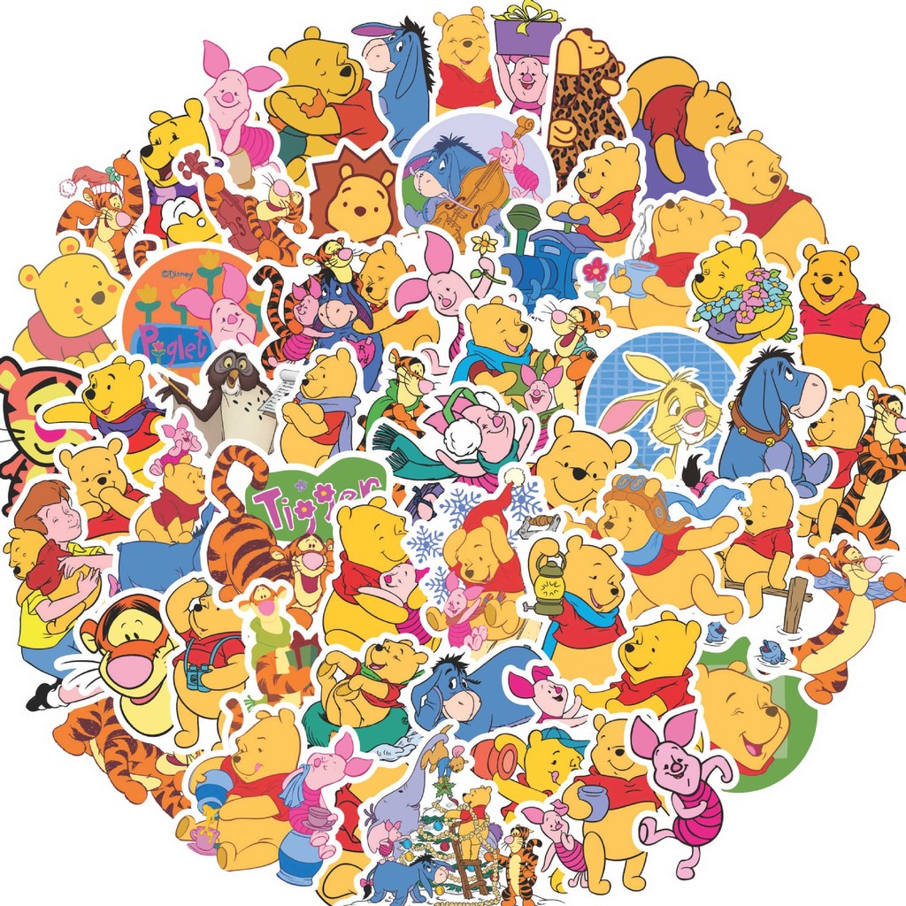 100 แผ่นการ์ตูน Winnie the Pooh สติกเกอร์คู่มือการ์ตูน Graffiti สติกเกอร์กันน้ําเครื่องเขียนตกแต่งกระเป๋าเดินทาง diy