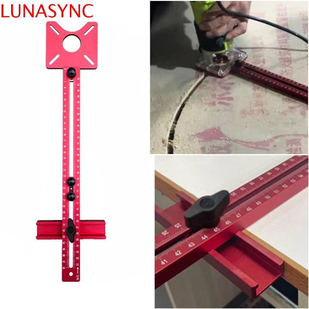 LUNASYNC 4 in 1 Router Circle Cutting Jig, ที่ถอดออกได้เมตริก/นิ้วเจาะ Punch Locator, ปรับเจาะ Posit