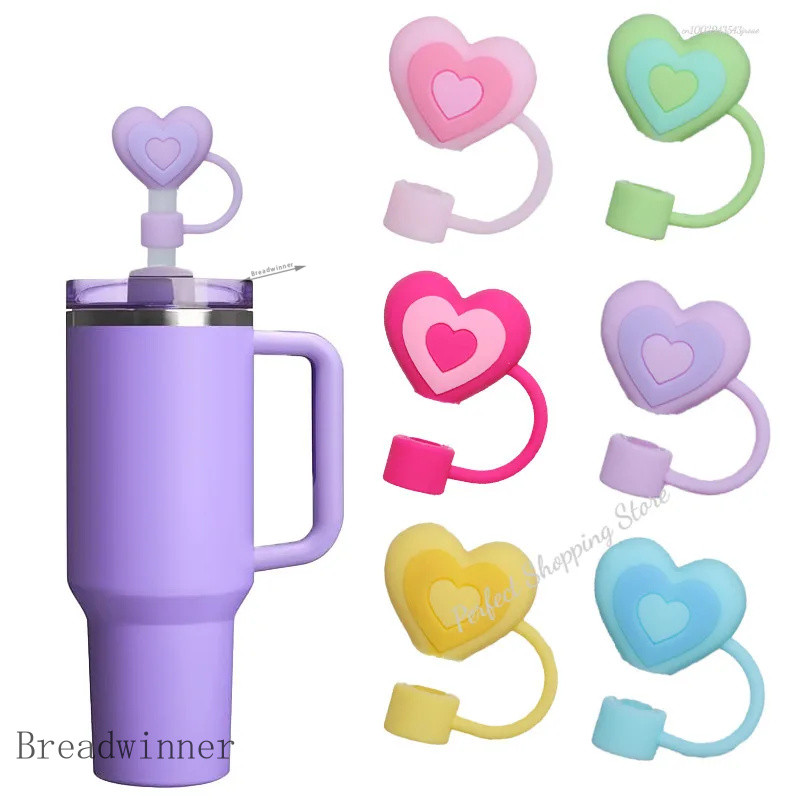 ซิลิโคนฟางสําหรับ Stanlay 10 มม. Tumbler Straw, Reusable Heart Star Straw Topper หมวกฝุ่นถ้วยอุปกรณ์เสริม