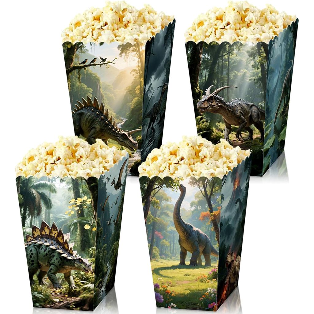 BACH และ BOOZY 12 ชิ้นไดโนเสาร์ Popcorn กล่องรักษากระเป๋า Jungle Candy Goodie กระเป๋าสําหรับ Wild On