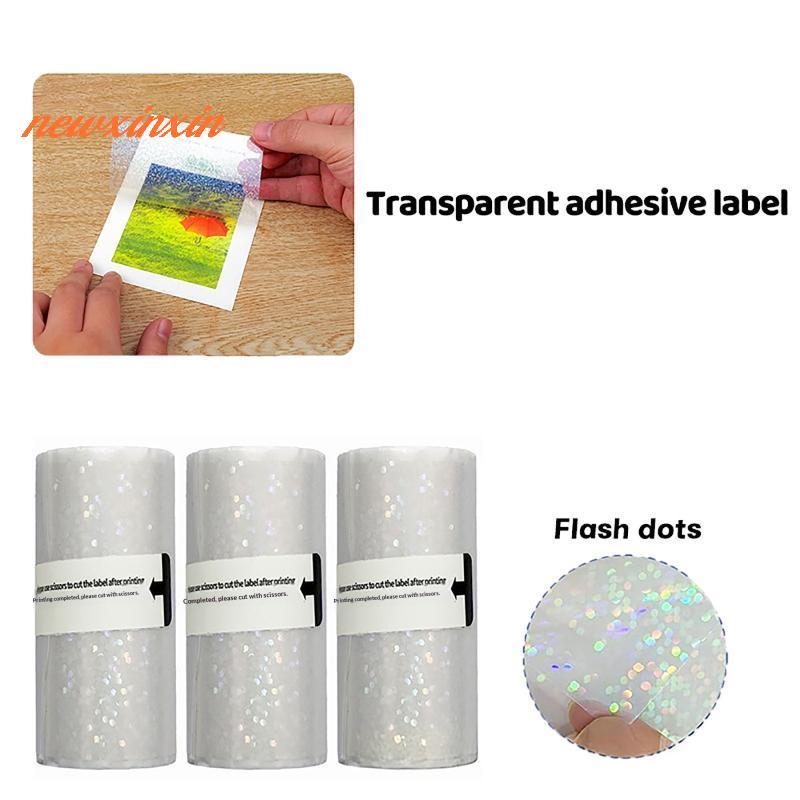 [NT-t] 1/3/5Rolls Clear Holographic Dot กระดาษความร้อนแบบมีกาวในตัวโปร่งใส: 57 มม.X 3 เมตรเข้ากันได้